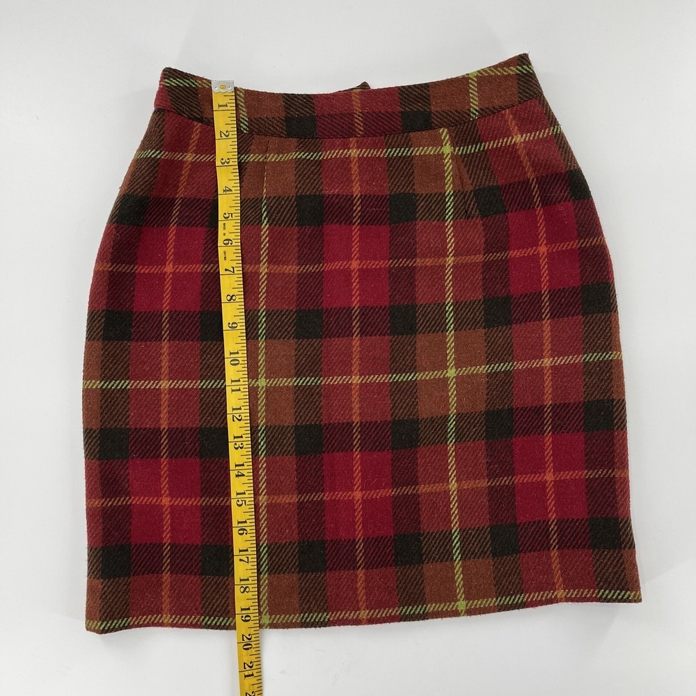 Y2K Hillard Hanson Plaid Pencil Mini Skirt Academia Womens 6 Red 90s Schoolgirl - Picture 12 of 12